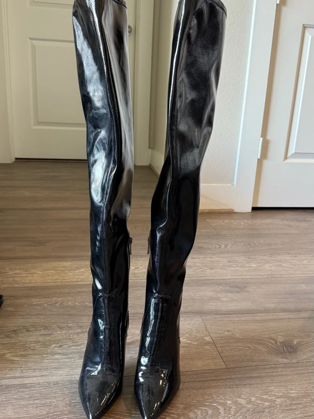 Jessica Simpson Black Patent Over-the-Knee Pointed-Toe Boots